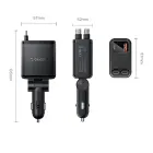 Orico Twin Reach 45W USB-A + USB-C Car Charger with Two Retractable USB-C Cables - Black Foto 2