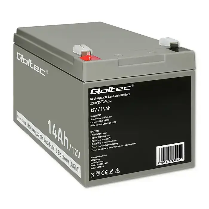 Qoltec AGM battery | 12V | 14Ah | Maintenance-free | Efficient| LongLife | for UPS, security Foto 9