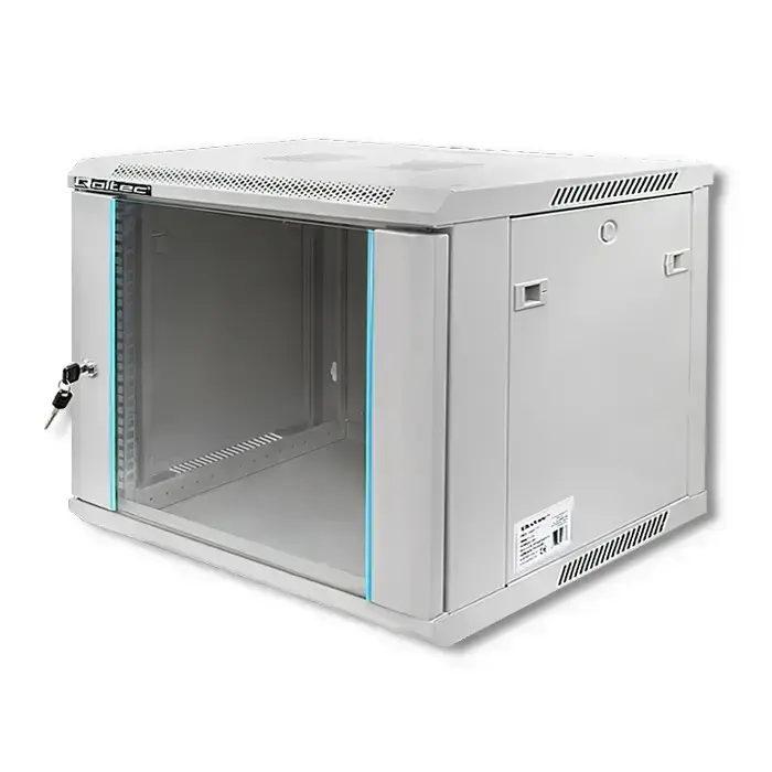 Qoltec RACK Cabinet 19" | 9U | 600 x 500 x 600 | Tempered doors | Hanging | Steel case | Lock | Grey Foto 6