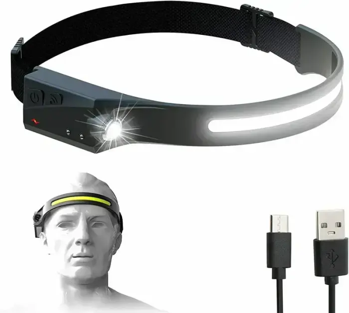 LED headlamp with IPX4 motion sensor USB-C 1200 mAh - black Photo 2