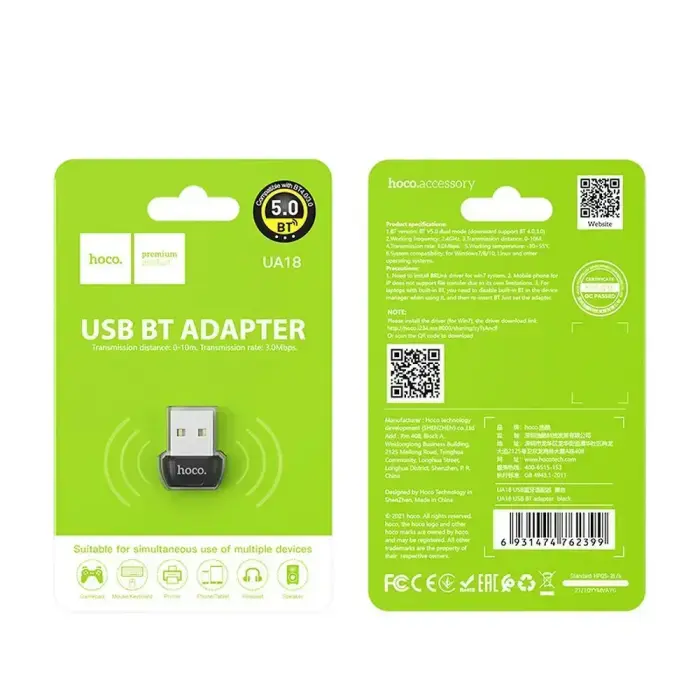 Adapter USB A bluetooth Hoco UA18 black Foto 9