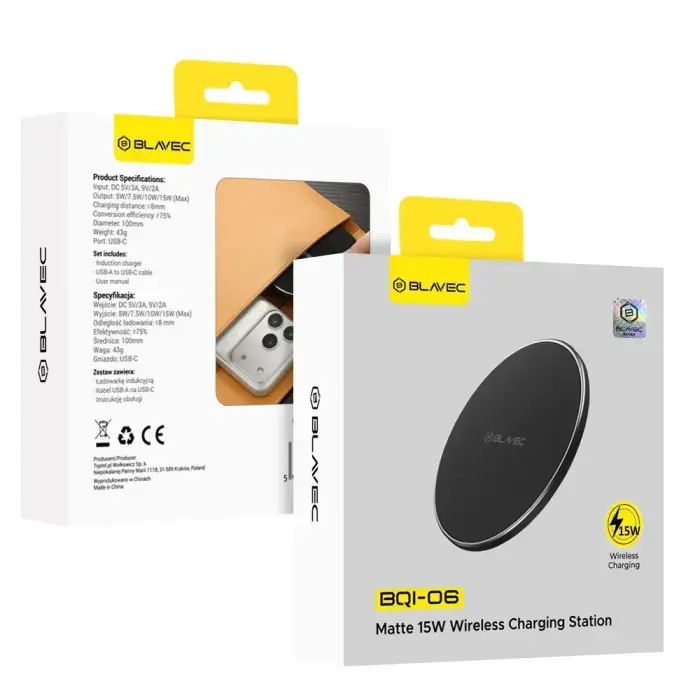 Blavec Induction charger BQI-06 Qi 15W UniCharge (BQI06-QIB) matte black Foto 6