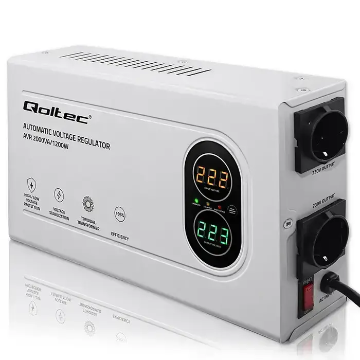 Qoltec Automatic Voltage Stabilizer AVR 2000VA | 1200W | Compact | Toroidal transformer Photo 7