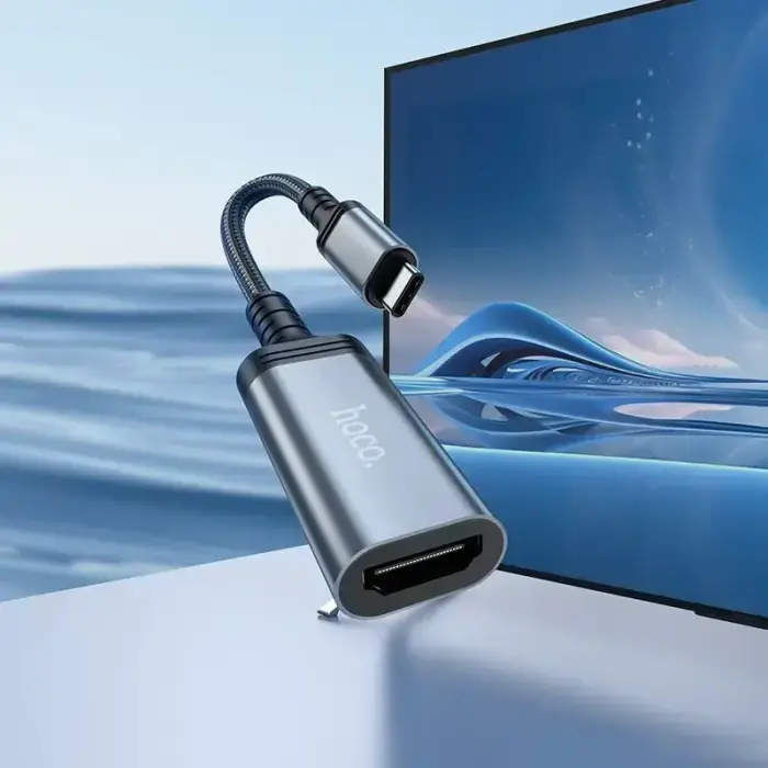 Cable USB C to HDTV conversion cable Hoco 4K 30Hz 0,2 m UA43A metal gray Фото 6