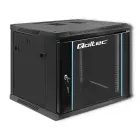 Qoltec RACK Cabinet 19" | 9U | 600 x 500 x 600 | Tempered doors | Hanging | Steel case | Lock | Black Photo 1