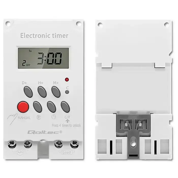 Qoltec Electronic timer PC0629 for DIN rail | LCD Foto 9