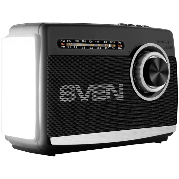 Speaker SVEN SRP-155, black (3W, Bluetooth, FM/AM/SW, USB, microSD, flashlight, battery) Foto 3