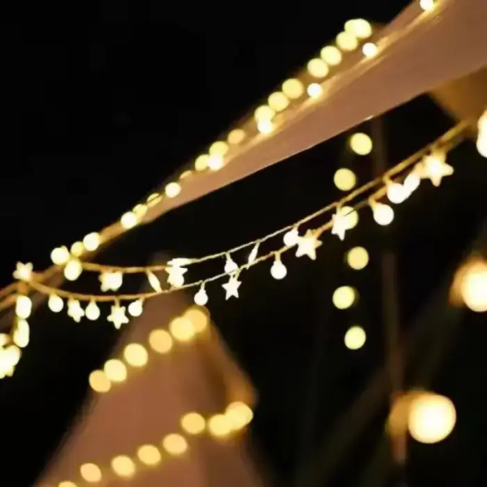 LED GARLAND 10M (80 LED LAMPS) USB STARS + BALLS WARM WHITE Foto 4