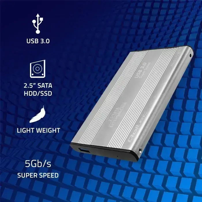 Qoltec Aluminium External Hard Drive Case HDD SSD 2.5'' SATA3 | USB 3.0 | Silver Foto 4