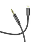 Cable AUX Jack 3,5 mm to Lightning Hoco 1 m UPA19 black Photo 1