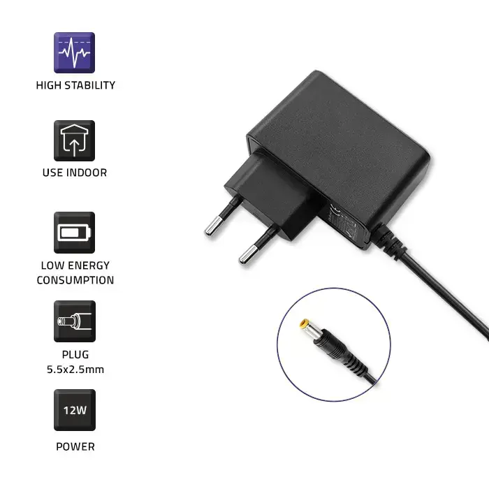 Qoltec Plug-in power adapter PREMIUM 12W | 12V | 1A | 5.5*2.5 Foto 3