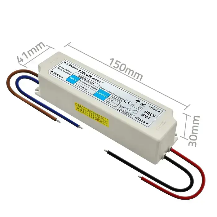 Qoltec LED Driver IP67 36W | 12V | 3A | Waterproof | White Фото 7