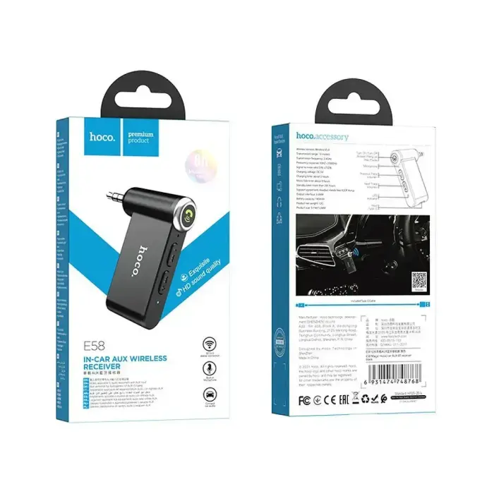 Wireless car receiver Hoco AUX Bluetooth Jack 3,5 mm E58 black Foto 13