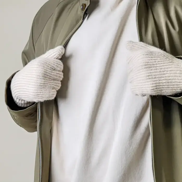 Braided telephone gloves with cutouts for fingers - beige Foto 7