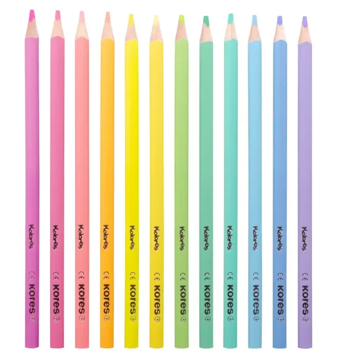 Krāsainie zīmuļi KORES KOLORES PASTEL, trīsstūrveida, 3mm, 12 pasteļkrāsas Photo 3