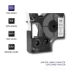 Qoltec Tape for DYMO D1 45013 | 12mm x 7m | White / Black overprint Foto 2
