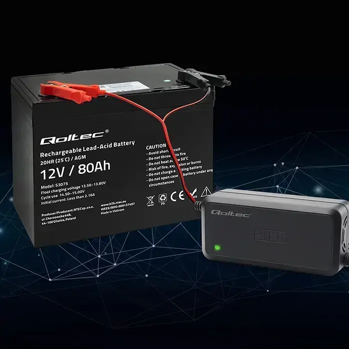Qoltec Intelligent microprocessor charger 12V 5A | Rectifier for AGM GEL SLA battery | 6 - stage charging Фото 6