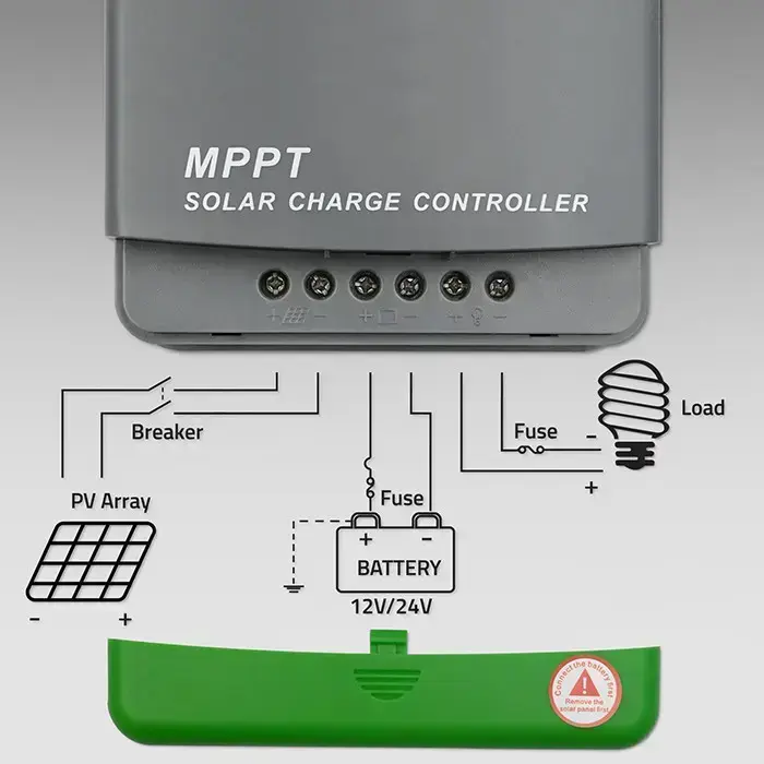 Qoltec Solar Charge Controller MPPT with Temperature Sensor 10A | 12V / 24V | LCD | 2 x USB | GEL | LiFePO4 Фото 4