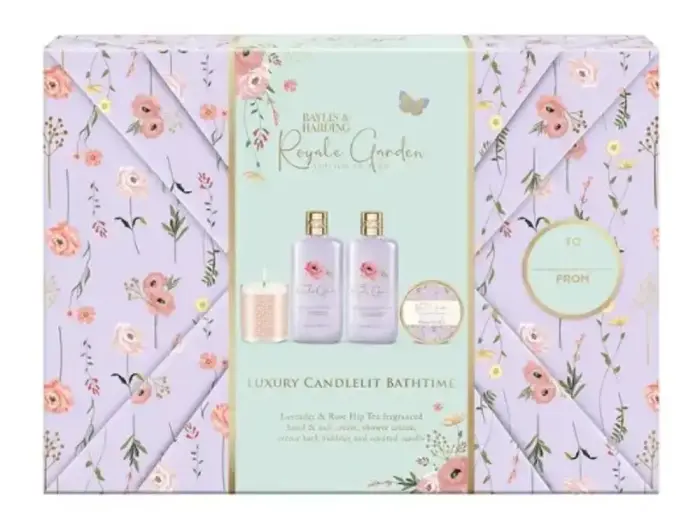 Baylis & Harding Royale Garden Gift Wrapped Candlelit Set in Clear Photo 2