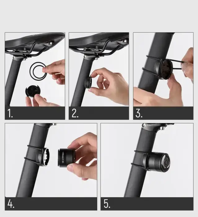 Wozinsky LED aizmugurējais velosipēda lukturis ar mikro USB sarkanā gaisma 5 režīmi melns (WRBLB2) Foto 6