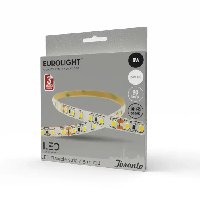 LED juosta Toronto Epistar 2835 8W 6500K IP20 60LED/m 80lm/W 5m Eurolight Photo 2