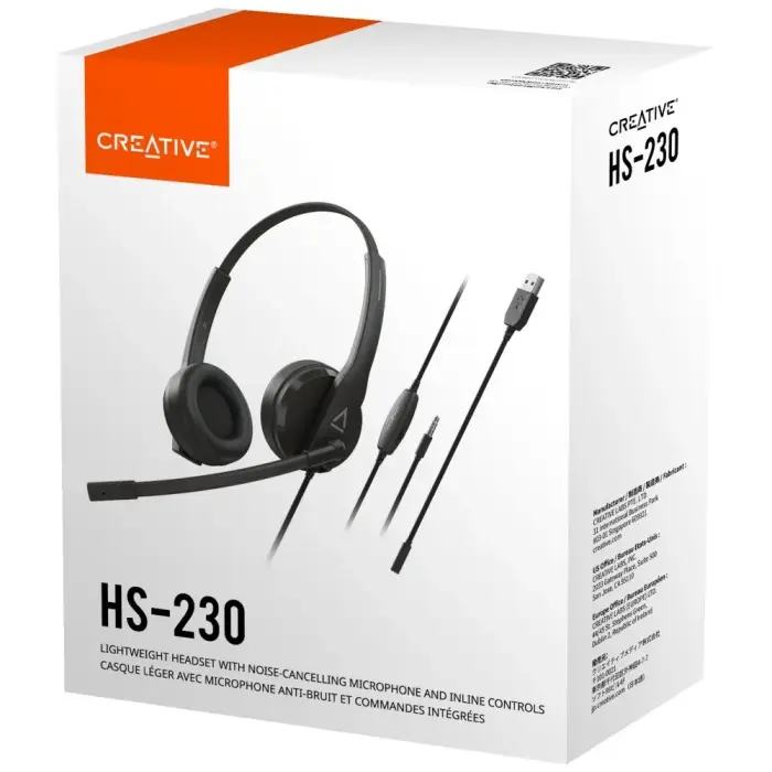 Creative HS-230 Wired Headphones with USB Microphone Black Photo 7