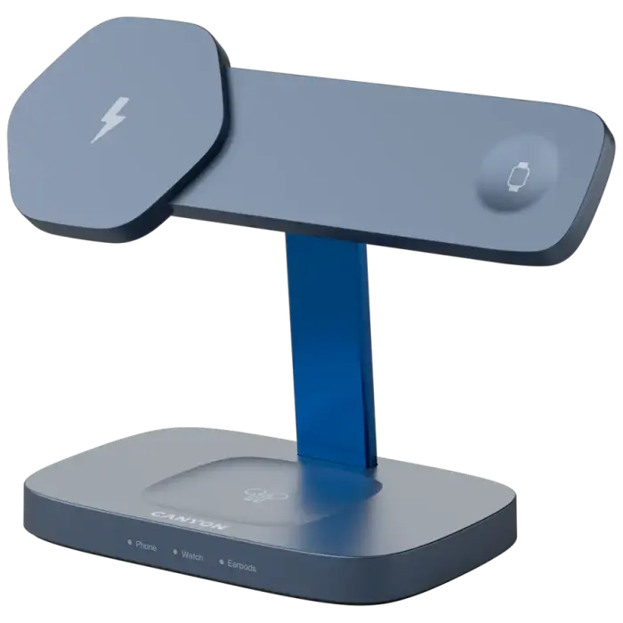 CANYON Wireless Charging Station Hexagon 310 3in1 DarkGrey/Blue Foto 2