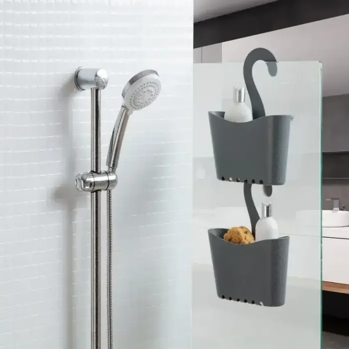Hanging bathroom multifunctional shelf 25x9x28cm grey Photo 7