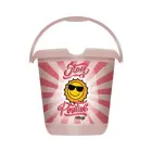 Декоративное ведро Bucket deco 10L Ilvie "Emoji Stay Positive" Ø30x28 см, розовое. Фото 1