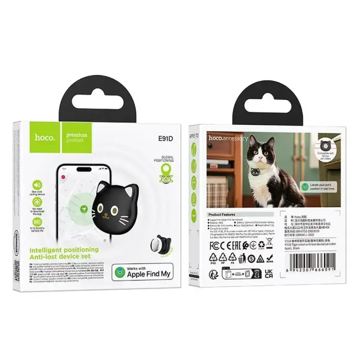 Locator compatible with Apple Find My Hoco Cat shape E91D black Foto 6