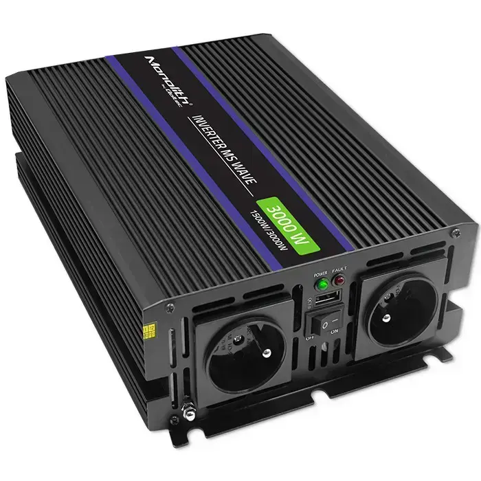Qoltec Monolith voltage converter 3000 MS Wave | 12V to 230V | 1500/3000 | USB Foto 2