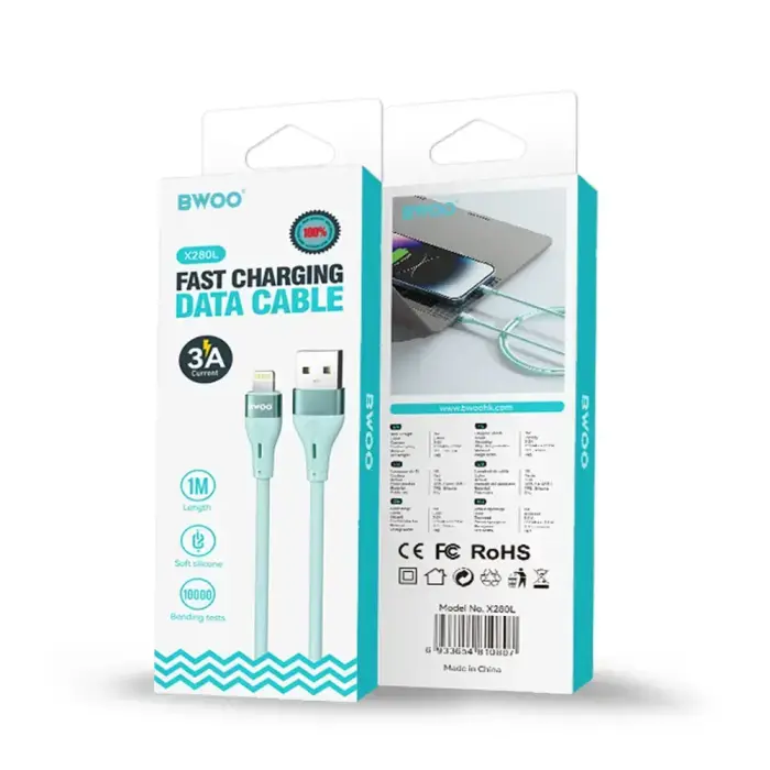 BWOO Minimalist Silicone 3A Cable X280L USB-A to Lightning green Foto 4