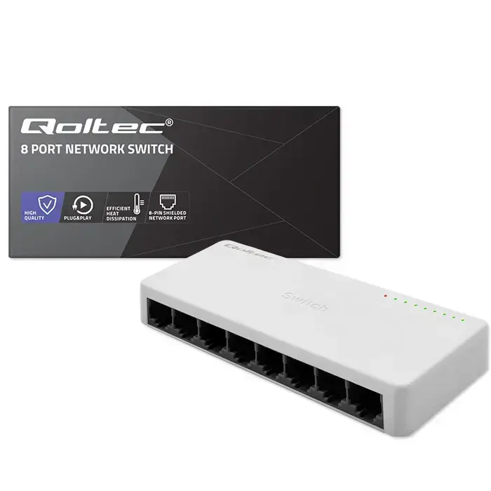 Qoltec Network SWITCH | 8 x RJ45 port | 100Mbps | Fast Ethernet | LAN Photo 10