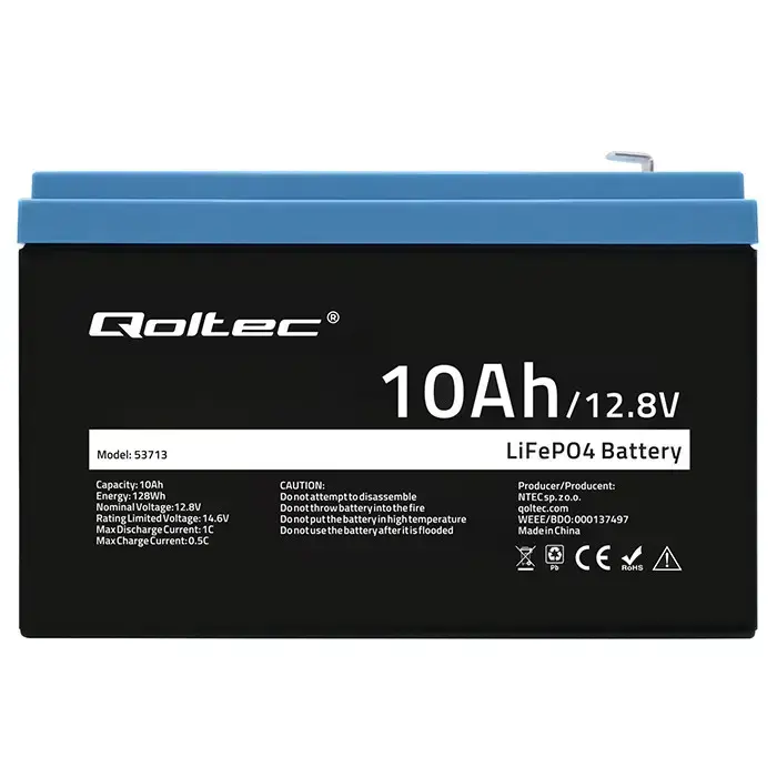 Qoltec LiFePO4 lithium iron phosphate battery | 12.8V | 10Ah | 128Wh | BMS Foto 5