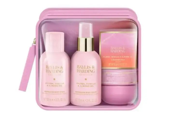 Baylis & Harding Jojoba, Vanilla & Almond Oil Travel Wash Bag Giftset in Clear Photo 2