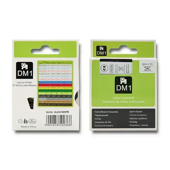 Qoltec Tape for DYMO D1 43613 | 6mm x 7m | White / Black overprint Foto 3