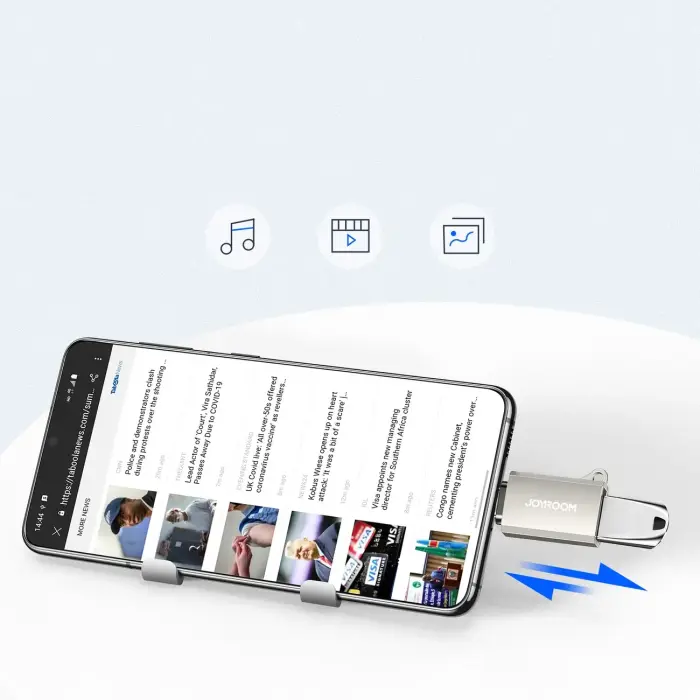 Joyroom S-H151 USB-C (male) | USB-A (female) Adapter with Lanyard Eyelet - Silver Фото 5