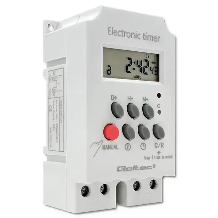 Qoltec Electronic timer PC0629 for DIN rail | LCD Foto 15