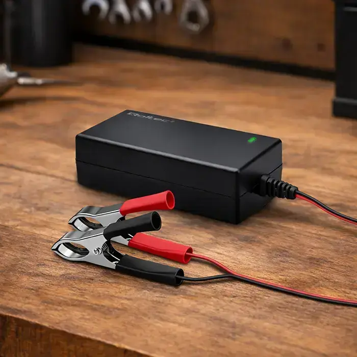 Qoltec Automatic charger for AGM GEL STD batteries | 12V charger | 2A | 24W | LED | 1.8m cable Photo 3