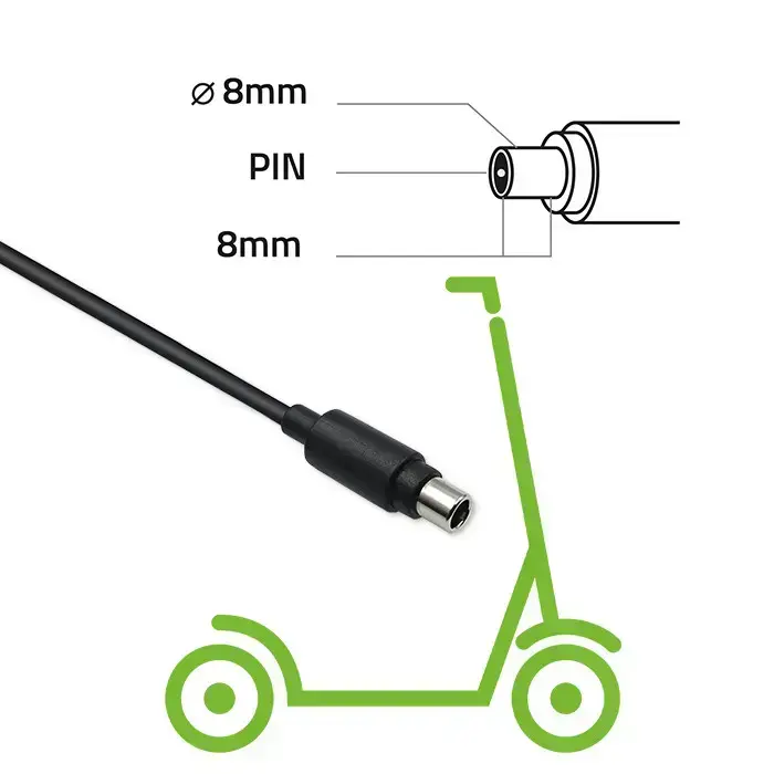 Qoltec Charger for electric scooter, e-bike 84W | 36V | 42V | 2A | 8.0*8.0+pin | +power cable Фото 4