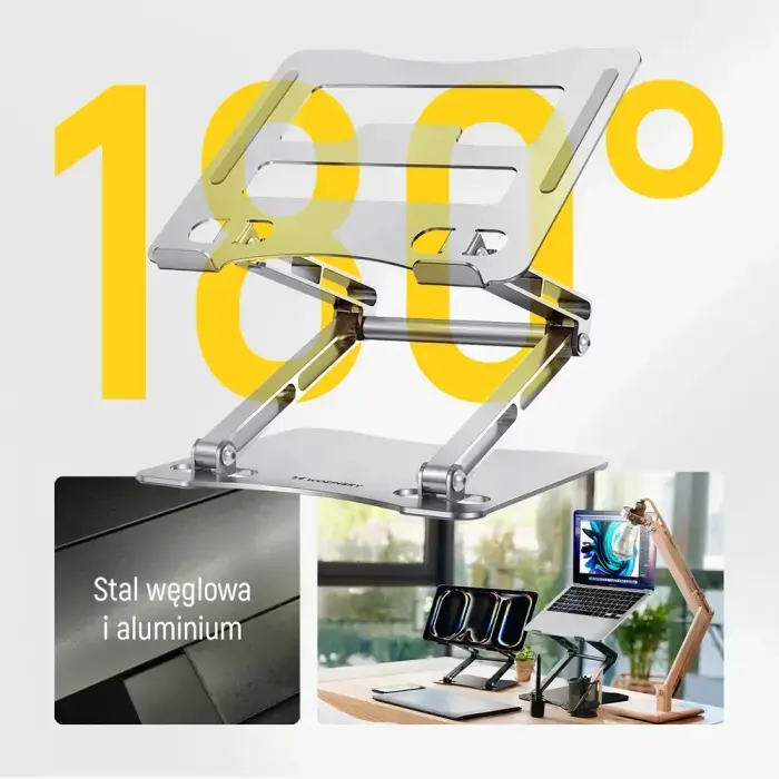 Wozinsky WRS-CPY75DSS Aluminum Laptop and Tablet Stand + Free Smartphone Stand - Silver Photo 3