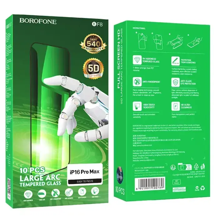 Borofone Tempered glass BF8 Diamond Armor Full Screen 5D Large Arc for Iphone 16 Pro Max - 10 pieces Foto 10