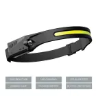 LED headlamp with IPX4 motion sensor USB-C 1200 mAh - black Photo 10
