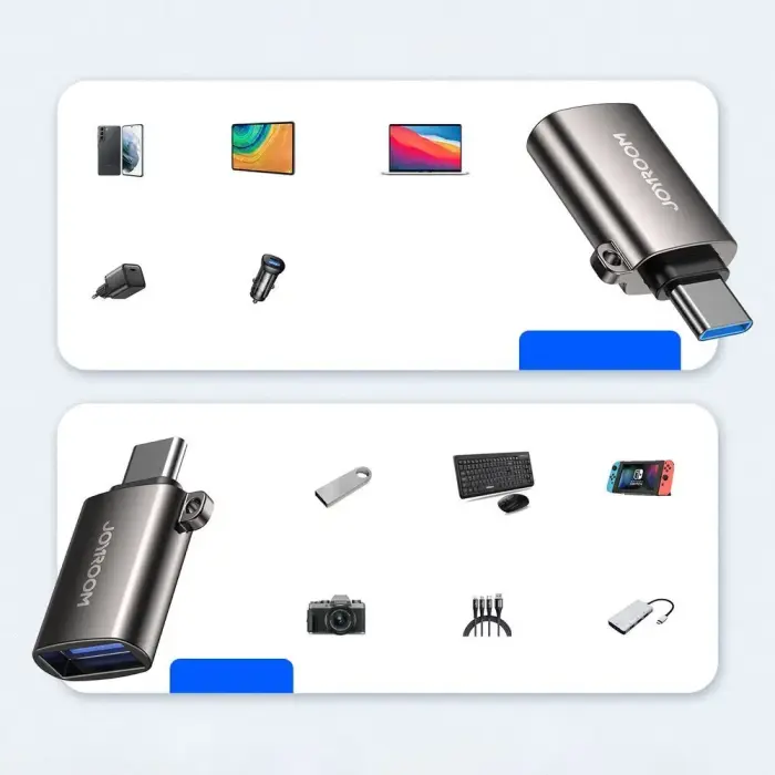 Joyroom USB 3.2 Gen 1 (Male) - USB Type C (Female) adapter black (S-H151 Black) Фото 7