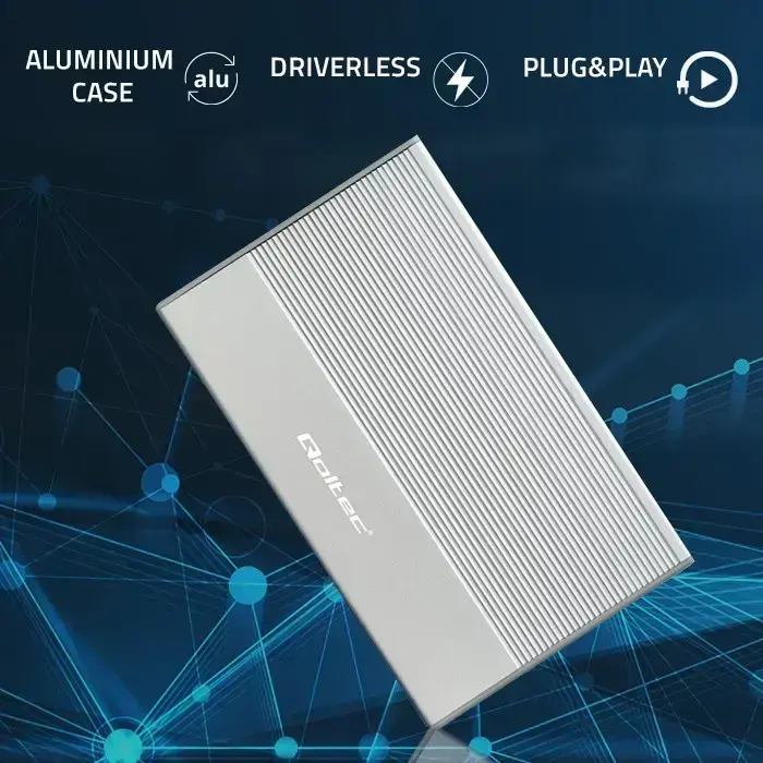 Qoltec Aluminium Enclosure | SSD HDD 2.5'' drive | SATA | USB 3.0 | Super speed 5Gb/s | 2TB | Silver Foto 3