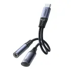 Joyroom SY-C02 2in1 DAC adapter USB-C to USB-C | 3.5 mm mini jack - black Фото 1