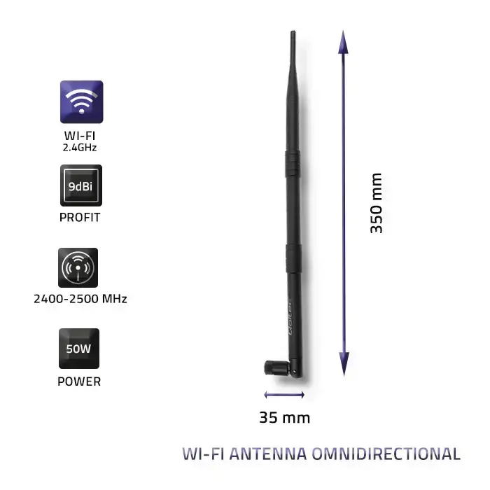 Qoltec Wi-Fi 2.4GHz antenna omnidirectional | 9dBi Фото 5