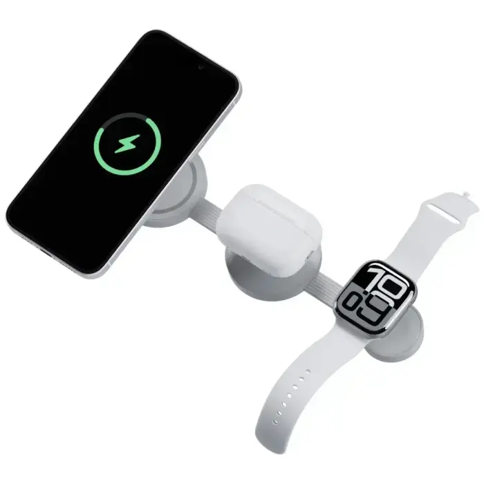 Wireless charger Bazic GoMag Trio 2 3in1 15W magnetic for iPhone/Watch/AirPods gray Фото 4