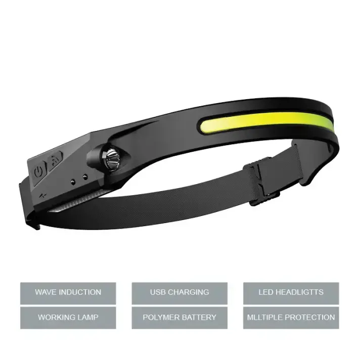 LED headlamp with IPX4 motion sensor USB-C 1200 mAh - black Photo 10