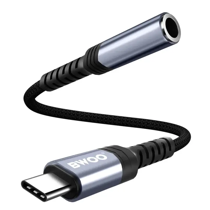 BWOO audio adapter cable BZ47 aux 3,5 mm to USB-C black Фото 2